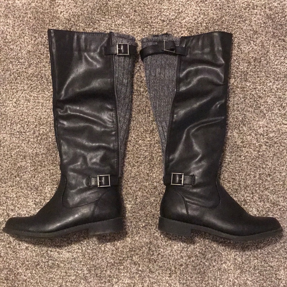 Black Lelah knee high Knit Boots